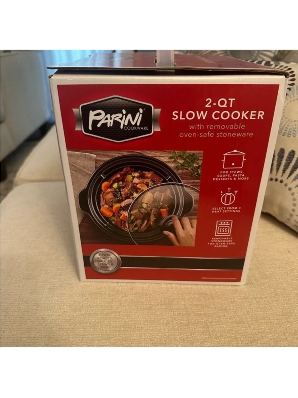 Parini 2-Qt Slow Cooker - Black with Red Packaging